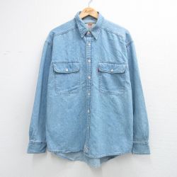 XL★古着 リーバイス Levis 長袖 ブランド シャツ メンズ 00年代 00s ボタンダウン 薄紺 デニム 26apr08
