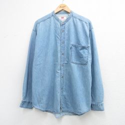 XL★古着 リーバイス Levis 長袖 ブランド シャツ メンズ 00年代 00s 大きいサイズ コットン ノーカラー 紺 デニム 26apr08