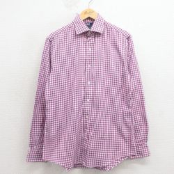 L★古着 ラルフローレン 長袖 ブランド シャツ メンズ 90年代 90s コットン 紫他 ギンガム チェック 26apr08