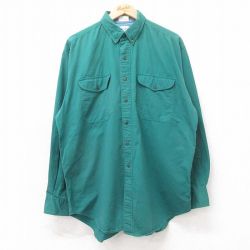 XL★古着 ラルフローレン チャップス 長袖 ブランド シャツ メンズ 90年代 90s 大きいサイズ コットン ボタンダウン 緑 26apr10