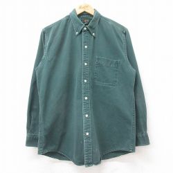 L★古着 ジェイクルー 長袖 ブランド シャツ メンズ 90年代 90s コットン ボタンダウン USA製 濃緑 26apr10