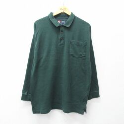 L★古着 ラルフローレン チャップス 長袖 ブランド ポロ シャツ メンズ 90年代 90s コットン 緑 26apr14