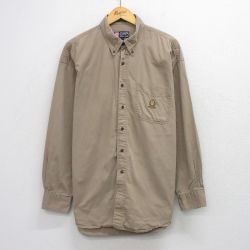 XL★古着 ラルフローレン チャップス 長袖 ブランド シャツ メンズ 90年代 90s ワンポイントロゴ ロング丈 コットン ボタンダウン ベージュ 26apr20