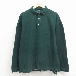 XL★古着 ギャップ GAP 長袖 ブランド ポロ シャツ メンズ 鹿の子 緑 26apr28