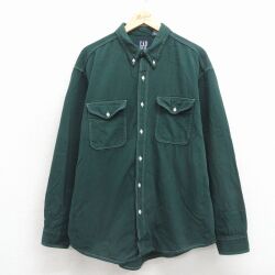 XL★古着 ギャップ GAP 長袖 ブランド シャツ メンズ 90年代 90s コットン ボタンダウン 緑 26apr28