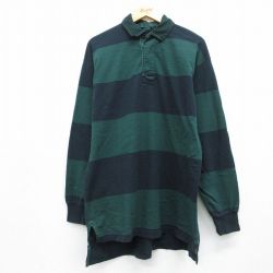 ギャップ 90s 長袖ラガーシャツ ボーダー グリーン L | 古着
