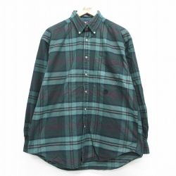 トミーヒルフィガー 90s 長袖シャツ ワンポイントロゴ グリーンチェック XL | 古着