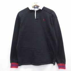 M★古着 ラルフローレン 長袖 ブランド ラガー シャツ メンズ 90年代 90s ワンポイントロゴ コットン USA製 黒他【spe】 26may07