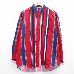 ラルフローレン 90s 長袖シャツ ストライプ レッド XL | 古着