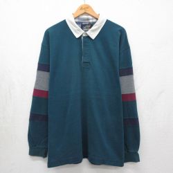 ランズエンド 90s 長袖ラガーシャツ グリーン XL | 古着