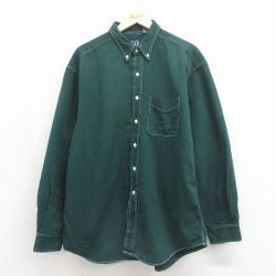XL★古着 ギャップ GAP 長袖 ブランド シャツ メンズ 90年代 90s コットン ボタンダウン 緑【spe】 26may11