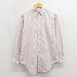 L★古着 ブルックスブラザーズ 長袖 ブランド シャツ メンズ 90年代 90s コットン ボタンダウン USA製 白他 チェック【spe】 26may12