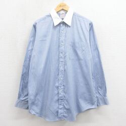 XL★古着 ブルックスブラザーズ 長袖 ブランド シャツ メンズ 90年代 90s 大きいサイズ コットン USA製 薄紺【spe】 26may12
