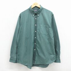 ランズエンド 00s 長袖シャツ ストライプ グリーン XL | 古着