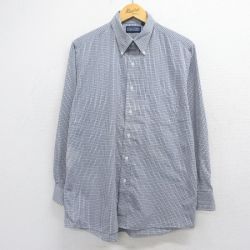 ランズエンド 90s 長袖シャツ チェック ネイビー L | 古着