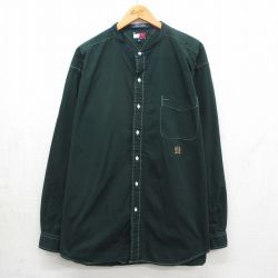 トミーヒルフィガー 90s 長袖シャツ ワンポイントロゴ グリーン XL | 古着