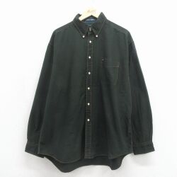 トミーヒルフィガー 90s 長袖シャツ ワンポイントロゴ グリーン XL | 古着