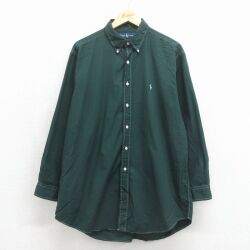 ラルフローレン 90s 長袖シャツ ワンポイントロゴ グリーン XL | 古着