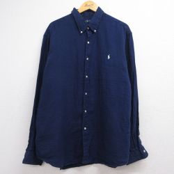 ラルフローレン 長袖シャツ ワンポイントロゴ ネイビー メンズXL相当 | 古着