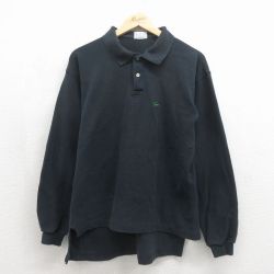 ラコステ 90s 長袖ポロシャツ ワンポイントロゴ ブラック メンズM相当 | 古着