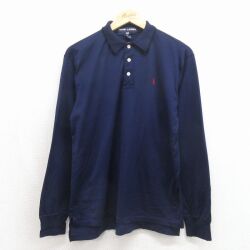 ラルフローレン 90s 長袖ポロシャツ ワンポイントロゴ ネイビー メンズM相当 | 古着