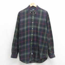 ラルフローレン 90s 長袖シャツ ワンポイントロゴ ネイビーチェック メンズXL相当 | 古着