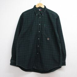 トミーヒルフィガー 90s 長袖シャツ ワンポイントロゴ グリーンチェック メンズXL相当 | 古着