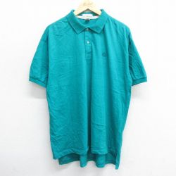 XL★古着 IZOD 半袖 ブランド ポロ シャツ メンズ 90年代 90s ワンポイントロゴ コットン 青緑系 24mar16 中古 トップス