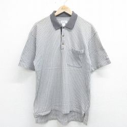 XL★古着 IZOD 半袖 ブランド ポロ シャツ メンズ ワンポイントロゴ コットン ベージュ他 カーキ ストライプ 24apr01 中古 トップス