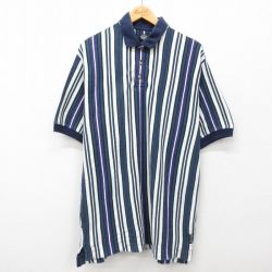 XL★古着 ドッカーズ 半袖 ブランド ポロ シャツ メンズ 90年代 90s ロング丈 コットン USA製 緑他 グリーン ストライプ 24jul17 中古 トップス