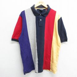 【50%OFF】XL★古着 ランズエンド 半袖 ブランド ポロ シャツ メンズ 90年代 90s 鹿の子 コットン 紺他 ネイビー 24aug03 中古 トップス