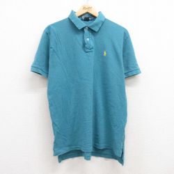 XL★古着 ラルフローレン Ralph Lauren 半袖 ブランド ポロ シャツ メンズ 90年代 90s ワンポイントロゴ 鹿の子 コットン 青緑 25apr15 中古 トップス