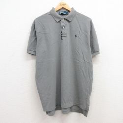 XL★古着 ラルフローレン Ralph Lauren 半袖 ブランド ポロ シャツ メンズ 90年代 90s ワンポイントロゴ 鹿の子 デッドストック 大きいサイズ コットン グレー 25apr15 中古 トップス