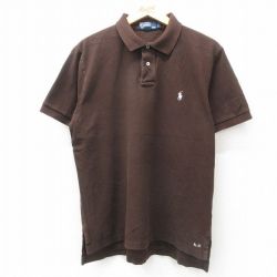 XL★古着 ラルフローレン Ralph Lauren 半袖 ブランド ポロ シャツ メンズ 00年代 00s ワンポイントロゴ 鹿の子 コットン 濃茶 ブラウン 25apr16 中古 トップス
