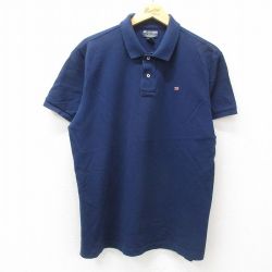 XL★古着 ラルフローレン Ralph Lauren ポロジーンズ 半袖 ブランド ポロ シャツ メンズ ワンポイントロゴ 星条旗 コットン 濃紺 ネイビー 25apr16 中古 トップス