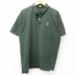 XL★古着 ラルフローレン Ralph Lauren ポロジーンズ 半袖 ブランド ポロ シャツ メンズ ワンポイントロゴ 星条旗 鹿の子 大きいサイズ コットン 緑 グリーン 25apr16 中古 トップス