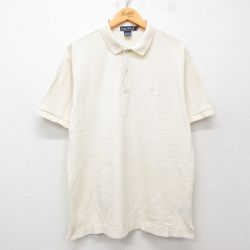M★古着 ノーティカ NAUTICA 半袖 ブランド ポロ シャツ メンズ 90年代 90s ワンポイントロゴ 鹿の子 コットン ベージュ他 カーキ ボーダー 25apr26 中古 トップス