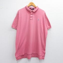 XL★古着 ラルフローレン Ralph Lauren 半袖 ブランド ポロ シャツ メンズ 90年代 90s ワンポイントロゴ 大きいサイズ コットン USA製 ピンク 【spe】 25may16 中古 トップス