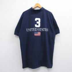 XL★古着 ラルフローレン Ralph Lauren 半袖 ブランド ポロ シャツ メンズ ビッグポニー 星条旗 鹿の子 大きいサイズ コットン 紺 ネイビー 25may16 中古 トップス