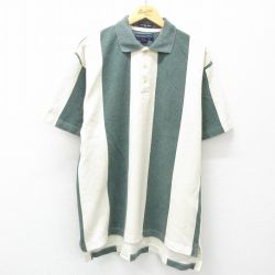 XL★古着 アバクロンビー Abercrombie&fitch 半袖 ブランド ポロ シャツ メンズ 00年代 00s 鹿の子 コットン 薄黄他 イエロー ストライプ 25may16 中古 トップス