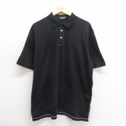 XL★古着 ラルフローレン Ralph Lauren ポロゴルフ 半袖 ブランド ポロ シャツ メンズ 90年代 90s ワンポイントロゴ 大きいサイズ コットン 黒 ブラック ボーダー 25may27 中古 トップス