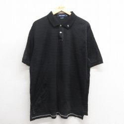 XL★古着 ラルフローレン Ralph Lauren ポロゴルフ 半袖 ブランド ポロ シャツ メンズ 90年代 90s ワンポイントロゴ 大きいサイズ コットン 黒 ブラック ボーダー 25may27 中古 トップス