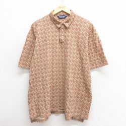 XL★古着 ラルフローレン Ralph Lauren ポロゴルフ 半袖 ブランド ポロ シャツ メンズ 90年代 90s 花 大きいサイズ コットン ベージュ カーキ 25may27 中古 トップス