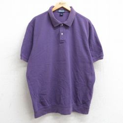 【50%OFF】XL★古着 ランズエンド 半袖 ブランド ポロ シャツ メンズ 00年代 00s 大きいサイズ コットン 鹿の子 紫 パープル 25may28 中古 トップス