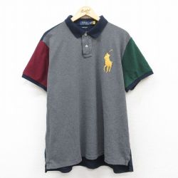 XL★古着 ラルフローレン Ralph Lauren 半袖 ブランド ポロ シャツ メンズ ビッグポニー マルチカラー 鹿の子 大きいサイズ コットン 濃グレー他 【spe】 25jun02 中古 トップス