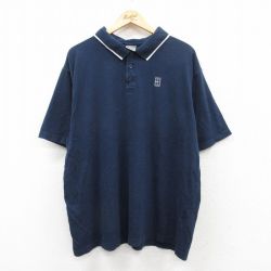 XL★古着 ナイキ NIKE 半袖 ブランド ポロ シャツ メンズ 00年代 00s ワンポイントロゴ 大きいサイズ コットン 紺 ネイビー 25jun02 中古 トップス