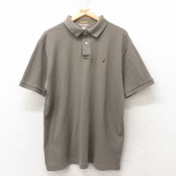 XL★古着 ノーティカ NAUTICA 半袖 ブランド ポロ シャツ メンズ ワンポイントロゴ コットン 薄緑系 グリーン 25jun04 中古 トップス