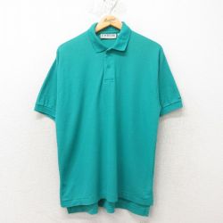 【50%OFF】L★古着 リーバイス Levis 半袖 ブランド ポロ シャツ メンズ 90年代 90s ワンポイントロゴ 青緑 25jun04 中古 トップス