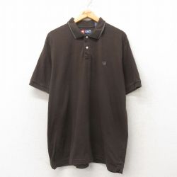 XL★古着 チャップス 半袖 ブランド ポロ シャツ メンズ 90年代 90s ワンポイントロゴ 大きいサイズ こげ茶 ブラウン 25jun04 中古 トップス