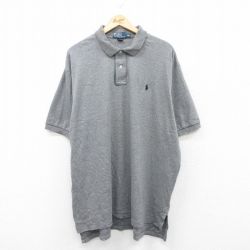 【20%OFF】XL★古着 ラルフローレン Ralph Lauren 半袖 ブランド ポロ シャツ メンズ 90年代 90s ワンポイントロゴ 大きいサイズ コットン グレー 霜降り 25jun05 中古 トップス